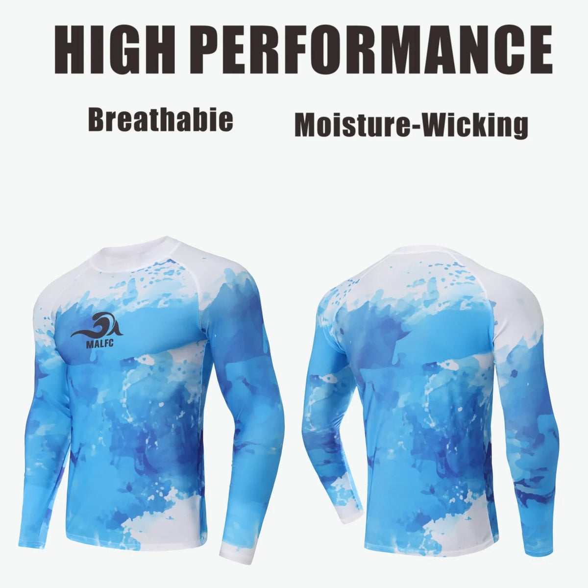 MALFC Long Sleeve T-shirt Swimwear Rash guard for men Surfing Clothes Swimsuit Surf Wear UPF 40 Water Sport