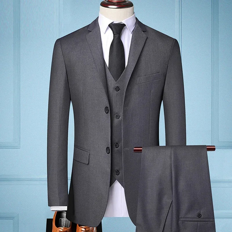The New Store Offers Discounted Prices  Casual Formal Business Men's Fashionable Gentleman Solid Color All-season Fitted Suit