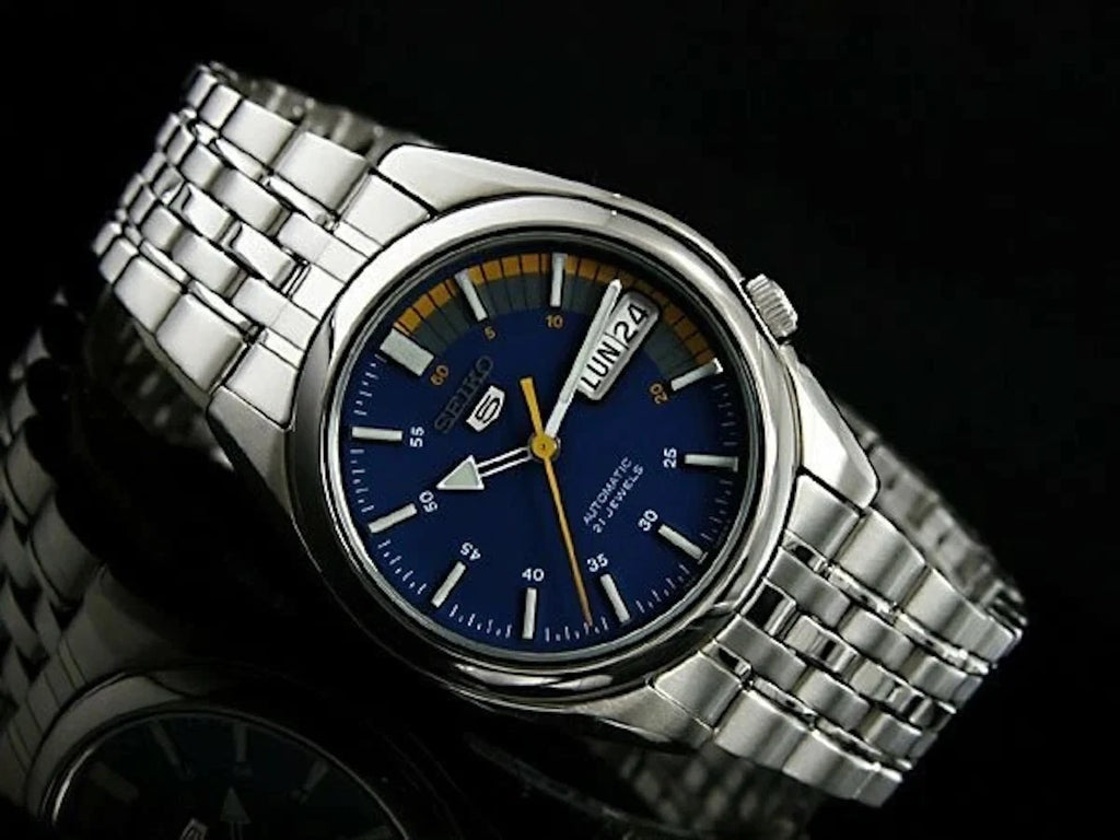 SEIKO 5 SNK371K1 Automatic Mechanical Wristwatch 37mm Blue Dial Stainless Steel 30m Water Resistant Luminous Hands Business