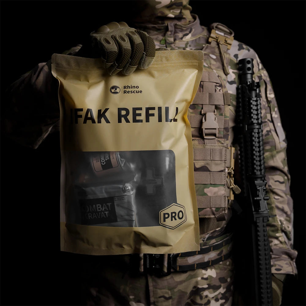10 of 12 Essential CBRN Survival Items - MUST HAVE: IFAK Refill Supplies, Rhino Rescue Trauma Kit, Combat Survival Gear Medical Kit, Tactical for Emergency First Aid