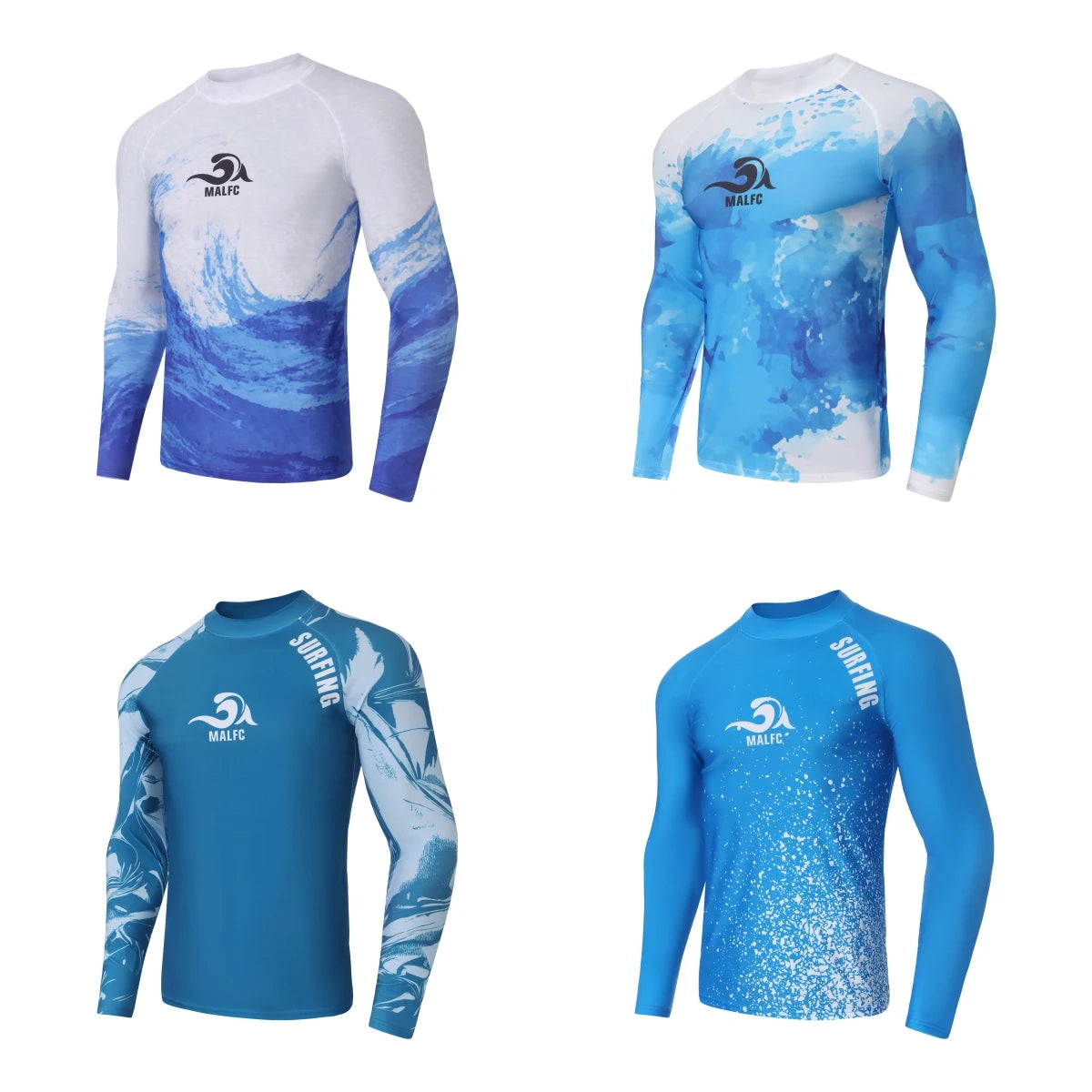MALFC Long Sleeve T-shirt Swimwear Rash guard for men Surfing Clothes Swimsuit Surf Wear UPF 40 Water Sport