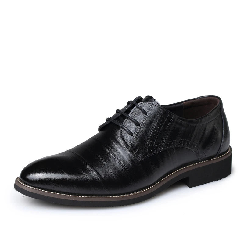 Mens Fashion Black Leather Shoes Autumn British Style Formal Business Footwear Low Top Commute Style Dress Shoes For Suits