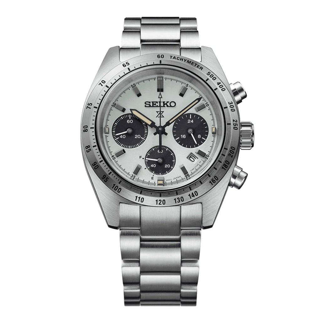 SEIKO SSC965P1 Prospex Men's Solar Chronograph Watch 39mm Mint Green Dial Steel Bracelet 100m Waterproof Sapphire