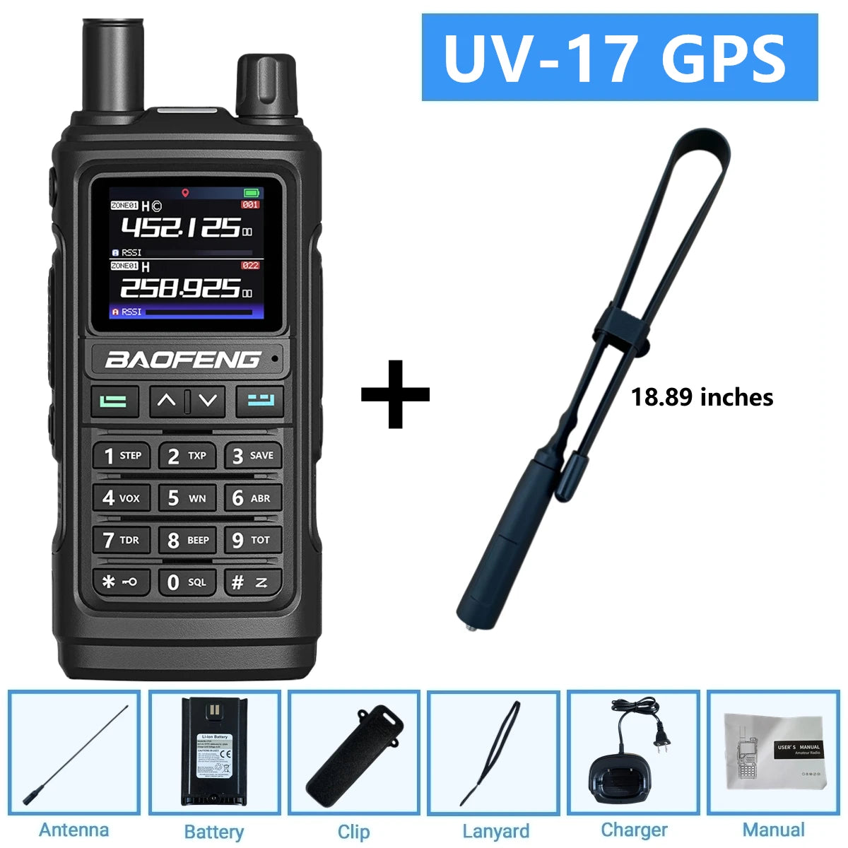 Baofeng UV-17Pro GPS Air Band Walkie Talkie Five Bands Receive Tri-Band Transmit FM Two Way Radio UV-17 Pro GPS