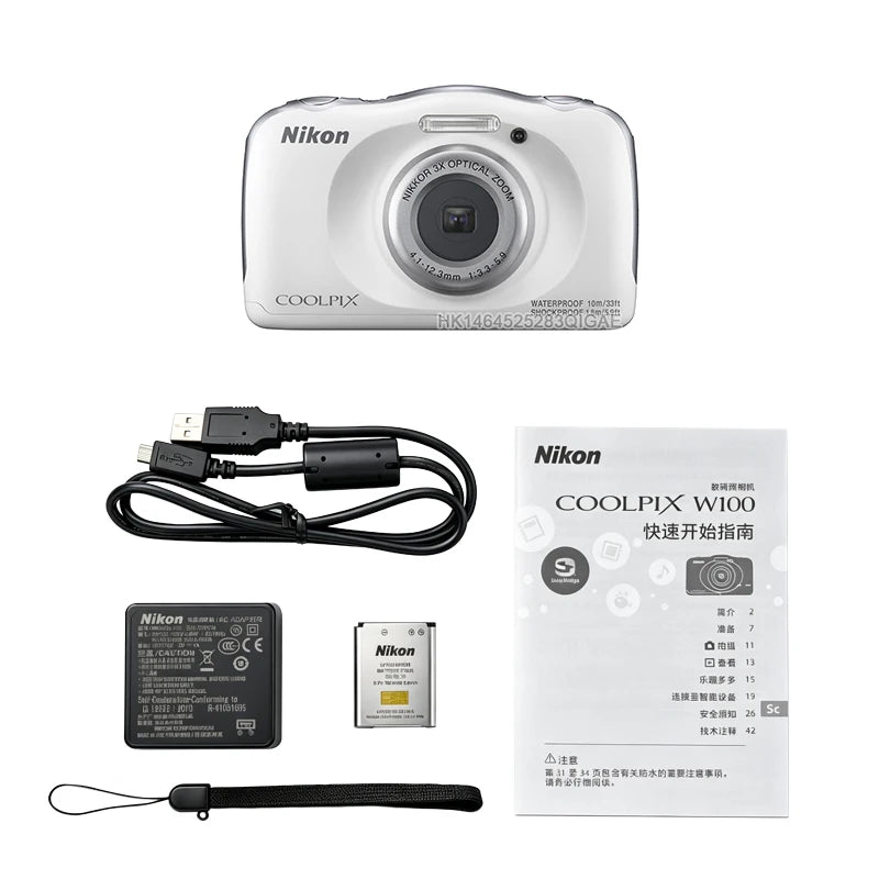 【Original】Nikon Digital Camera COOLPIX W100 2.7-inch LCD Full HD 1080P Camera Portable Digital Camera