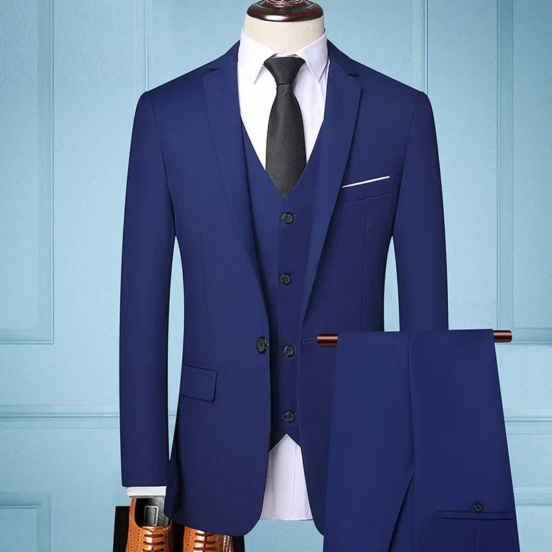 The New Store Offers Discounted Prices  Casual Formal Business Men's Fashionable Gentleman Solid Color All-season Fitted Suit