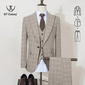 ST Cassy High Quality Khaki Plaid Suit Formal Business Office Men's Suits Fashionable and Casual Evening Gown