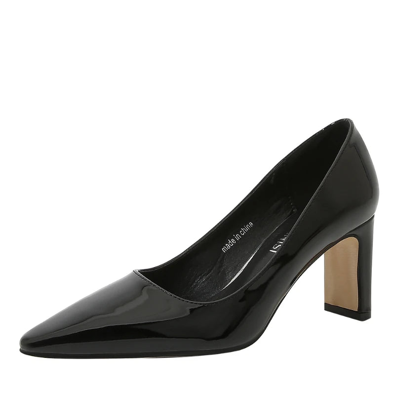 French Celebrity Single Shoes For Women Style Light Mouth Thick Heel Women's Shoes High-End Temperament Versatile Mid-Heel Shoes