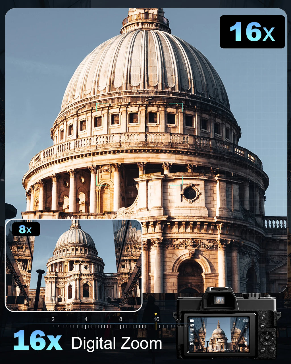 Professional Digital Camera YouTube 64MP&8K with Flip Screen Retro Vlog Recorder Compact Photography Camera for Travel Use