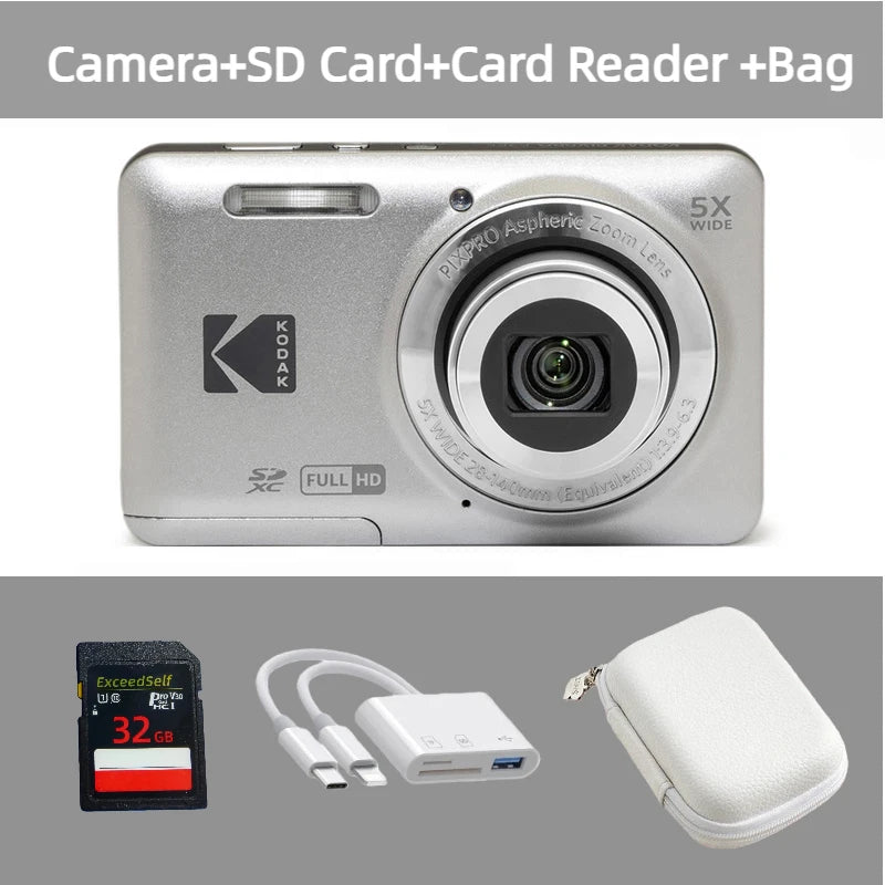 KODAK PIXPRO FZ55 16MP Digital Camera 5X Optical Zoom 28mm Wide Angle 1080P Full HD Video 2.7" LCD Vlogging Camera