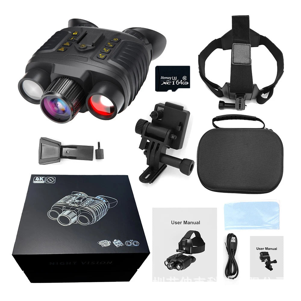 12 of 12 Essential CBRN Survival Items - MUST HAVE: NV8360 4K UHD Infrared Night Vision Tactical Binoculars Head-mounted Naked-eye 3D Binocular Telescope Camera for Hunting