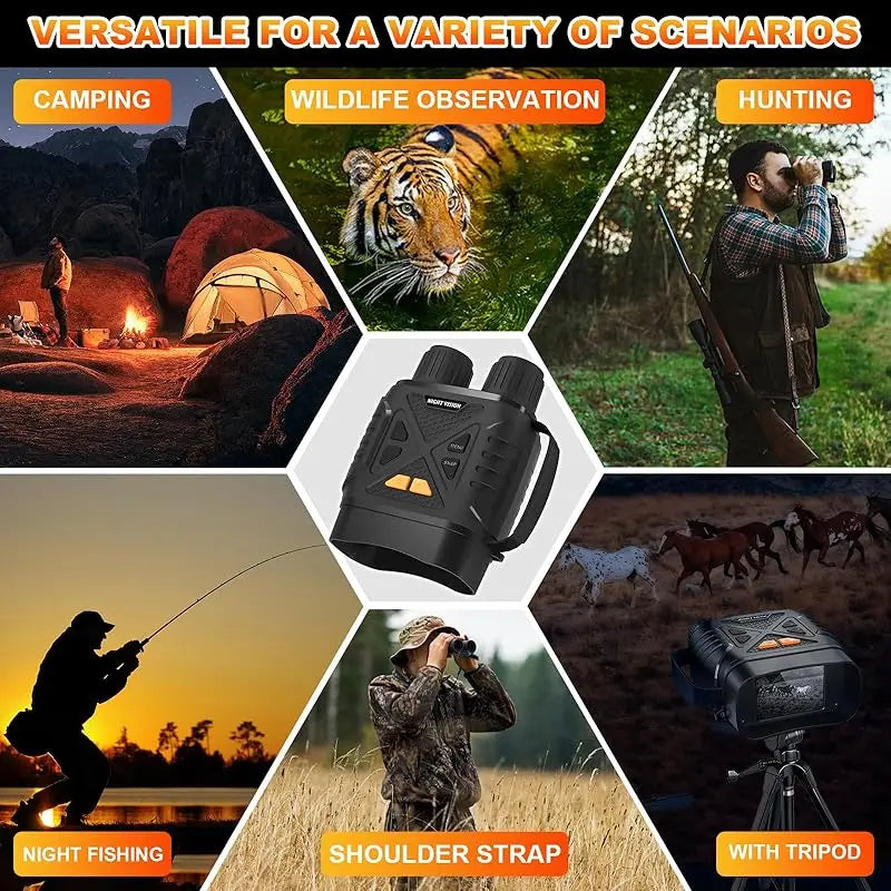 1080P Night Vision Binoculars 10x Digital 800m Full Dark Infrared Night Vision Telescope Goggles 2.8” Large Screen For Camping
