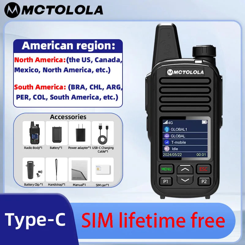 MOTOLOLA SIM Card Lifetime Free Service Supports WiFi Bluetooth 2G 4G and Unlimited Range Voice Communication Poc Radio Walkie