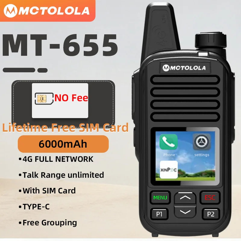 MOTOLOLA SIM Card Lifetime Free Service Supports WiFi Bluetooth 2G 4G and Unlimited Range Voice Communication Poc Radio Walkie