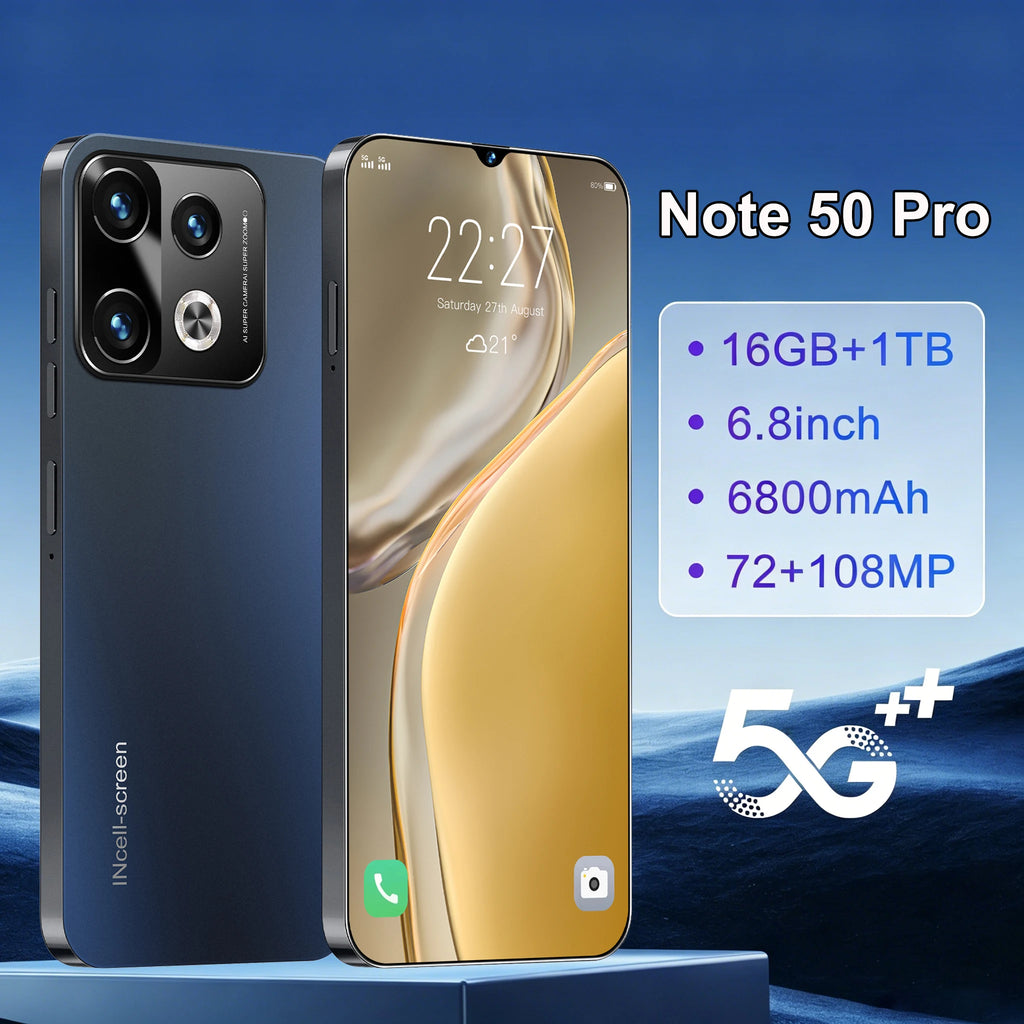 2026 New High Quality Note 50 Pro Original Intelligent 4G 5G Dual Card Dual Standby System Global Version 6800mAh Battery