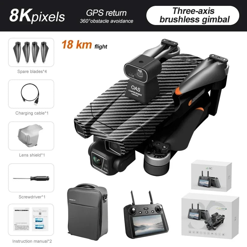 NEW Drone 8KM Long Range 8K HD Camera GPS Return 5G Transmission 360° Laser Obstacle Avoidance Brushless RC Quadcopter Gift