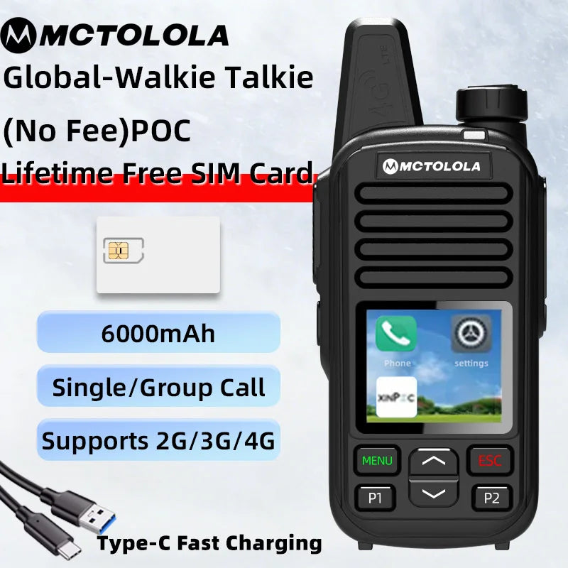 MOTOLOLA SIM Card Lifetime Free Service Supports WiFi Bluetooth 2G 4G and Unlimited Range Voice Communication Poc Radio Walkie