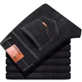 Men Fashion Straight Jeans Mens 2025 New Stretch Slim Fit Pants Comfortable Soft Business Denim Trousers Male Brand Clothing