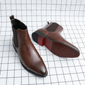 Chelsea Boots for Men Red Sole Pu Ankle Business Round Toe Slip-On Mens Boots Free Shipping Size 38-46 Men Shoes