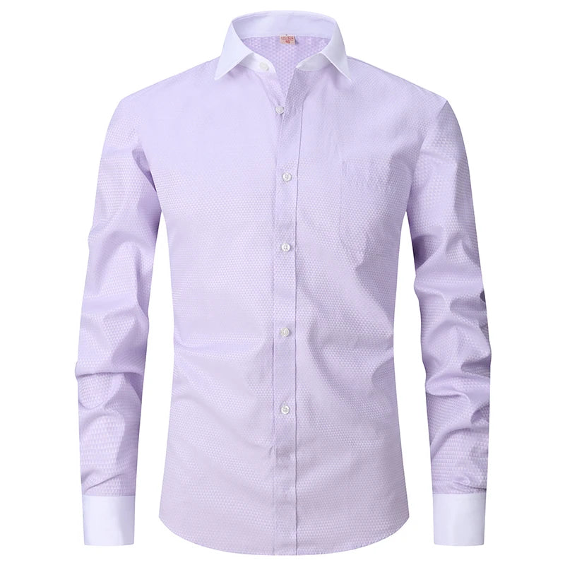 Men's French Cuff Dress Shirts Formal Business Luxury Long Sleeve Cotton for Wedding Office Executive  Sleeve Wedding Party Gift