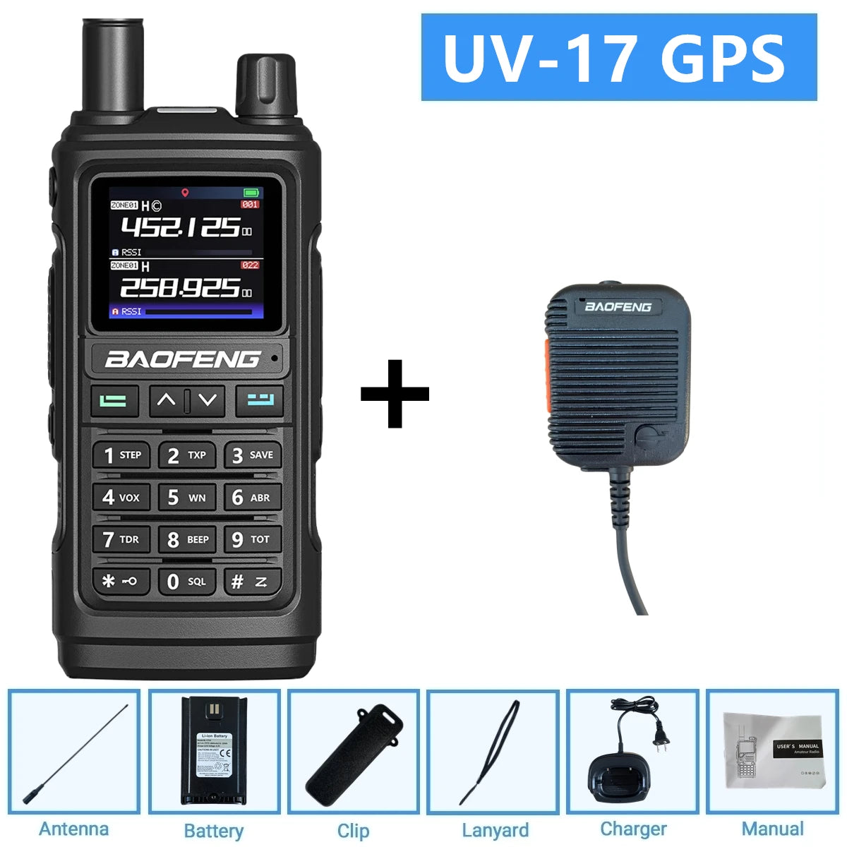 Baofeng UV-17Pro GPS Air Band Walkie Talkie Five Bands Receive Tri-Band Transmit FM Two Way Radio UV-17 Pro GPS