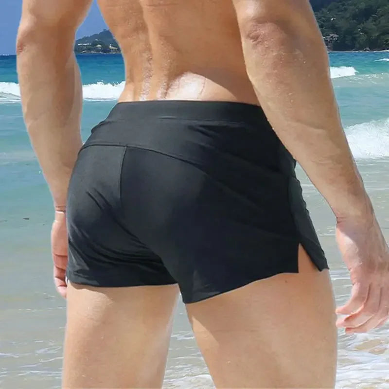 JOCKMAIL Mens Swimwear Short Swim Trunks Bathing Suit Swim Brief Beach Short Square Leg Board Short with Zipper Pocket Summer