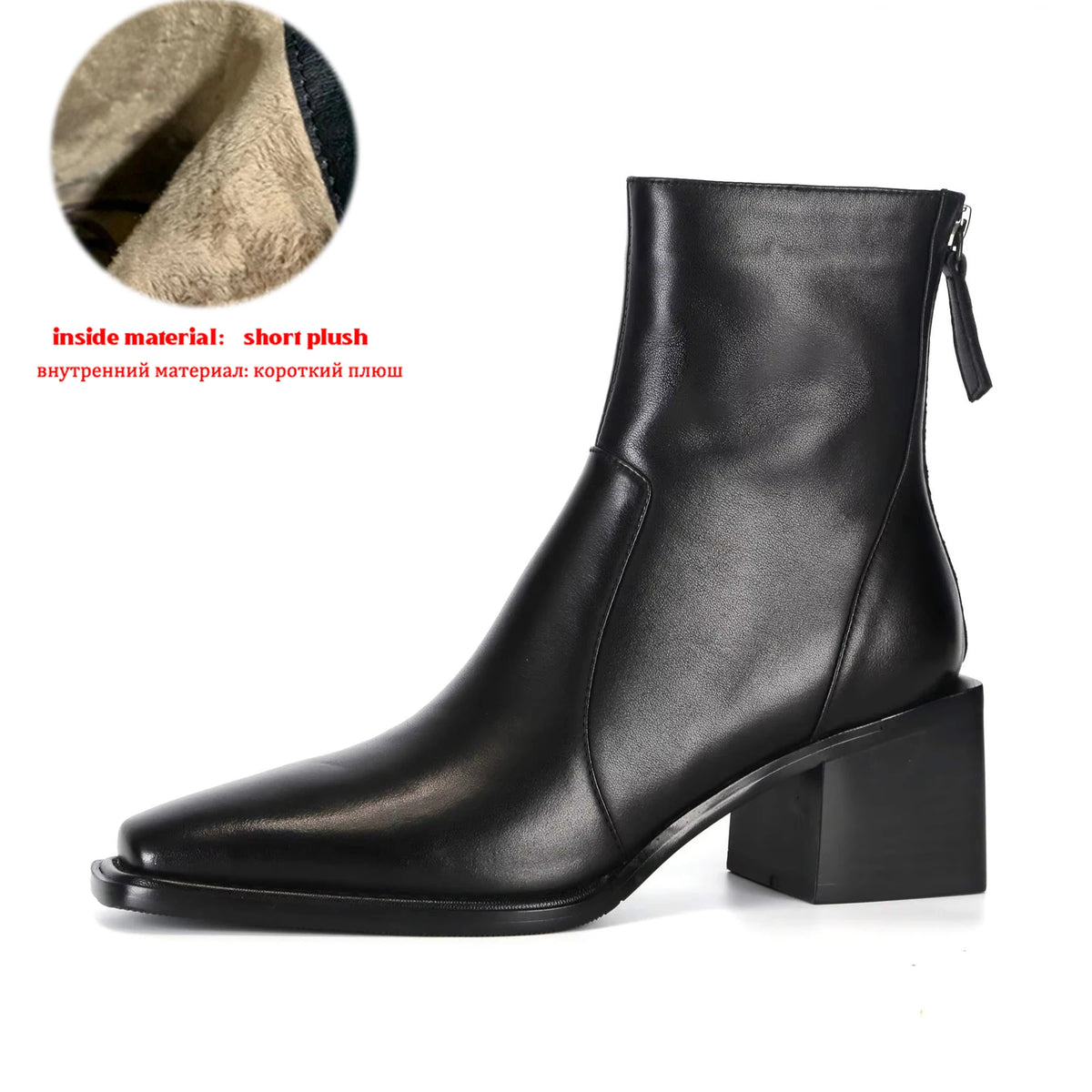 Krazing Pot Big Size 43 Cow Leather High Heels Winter Shoes Classics Chelsea Boots Square Toe Zipper Concise Dating Ankle Boots