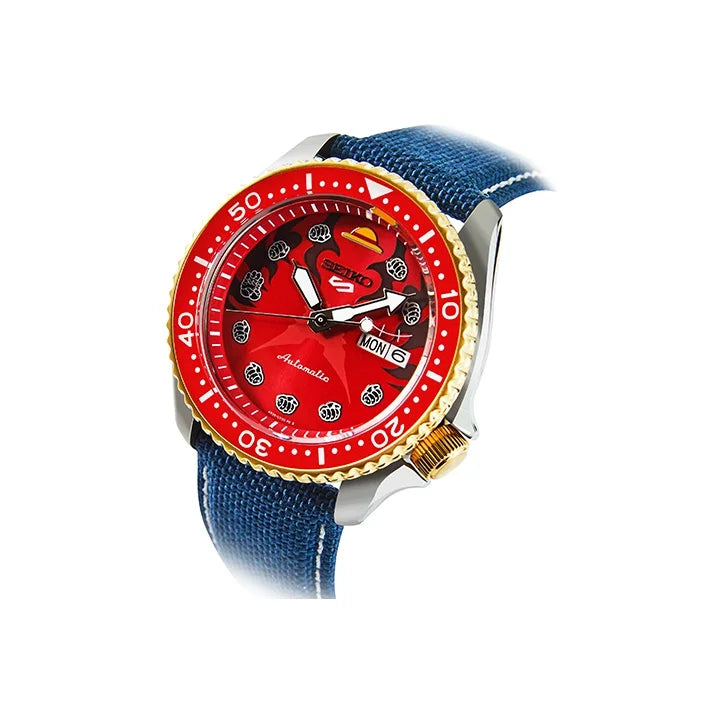 SEIKO Mechanical Movement Leather Strap Watch Men's Watches Red Watch Dial SRPF62K1