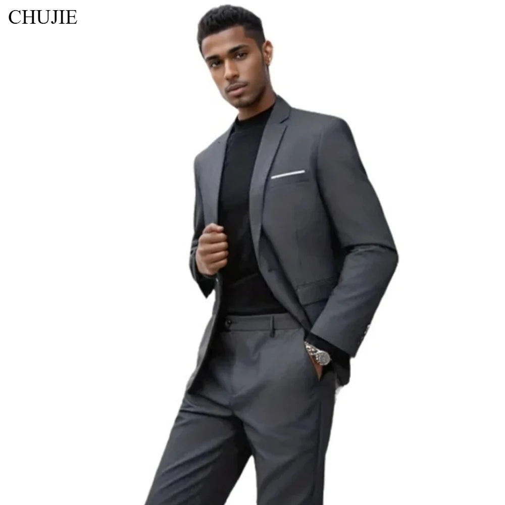 High Quality Men Suits Sets For Wedding Elegant 2 Pieces Jackets Pants Stretch Blazers Tailored Formal Full 2025 Costume