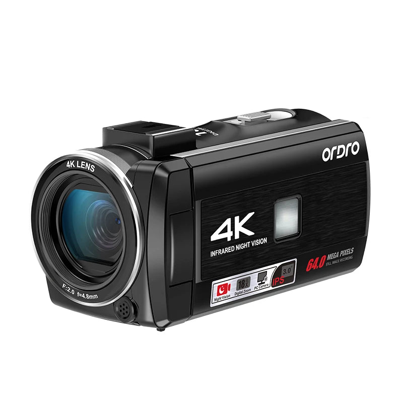 ORDRO Z36 4K 18X Digital Zoom Video Camcorder with IR Night Vision 64M Vintage Style Vlog Camera