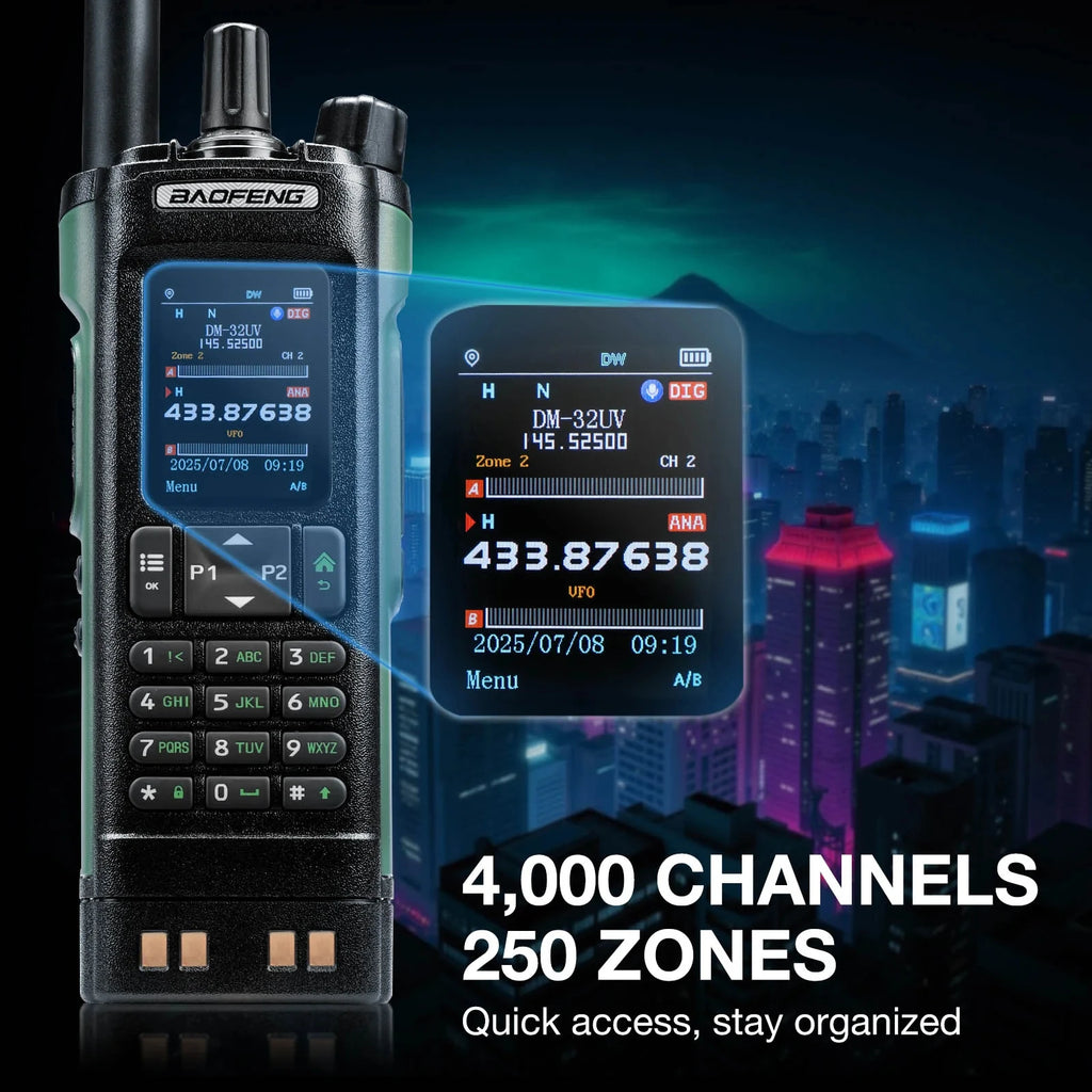 Tactical Hunting Baofeng Dm-32Uv Dual Band Dmr Digital Walkie Talkie 10W High Power Gps Aprs Aes256 Encryption Long Range Radio