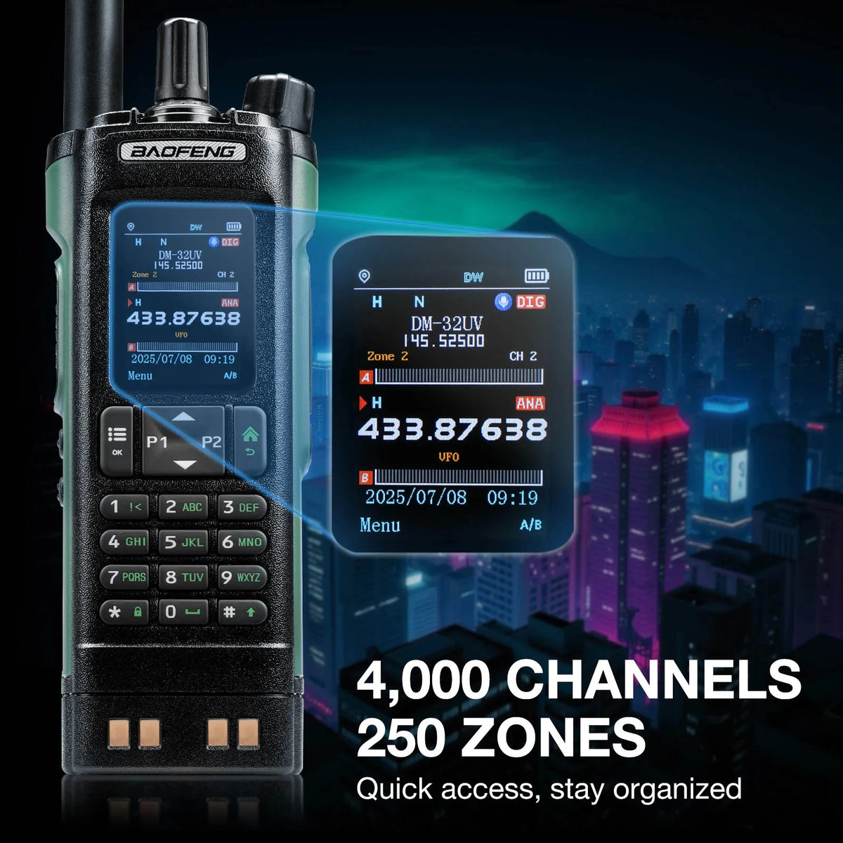 Tactical Hunting Baofeng Dm-32Uv Dual Band Dmr Digital Walkie Talkie 10W High Power Gps Aprs Aes256 Encryption Long Range Radio
