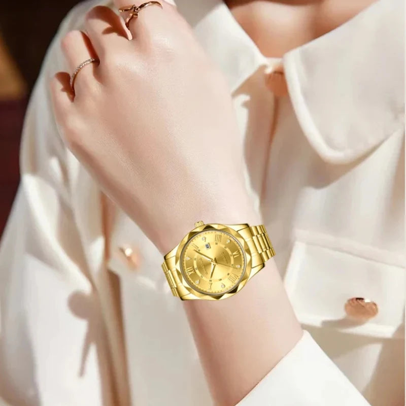 LIGE Elegant Classic Quartz Women's Watches Fashion Creative Diamond Design Top Luxury Waterproof Luminous Calendar Woman Watch