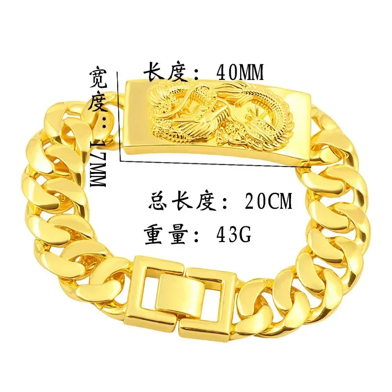 Luxury Real 18k Gold Plated Color Twist Dragon Bracelets Jewelry for Men Bro Never Fade Gold Plated Jewelry Christmas Birthday Wedding
