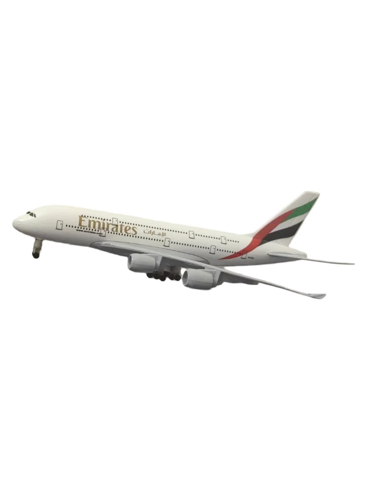 Emirates A380 passenger plane model, 21cm alloy simulation airplane toy, home decoration, birthday gift for boys and children.
