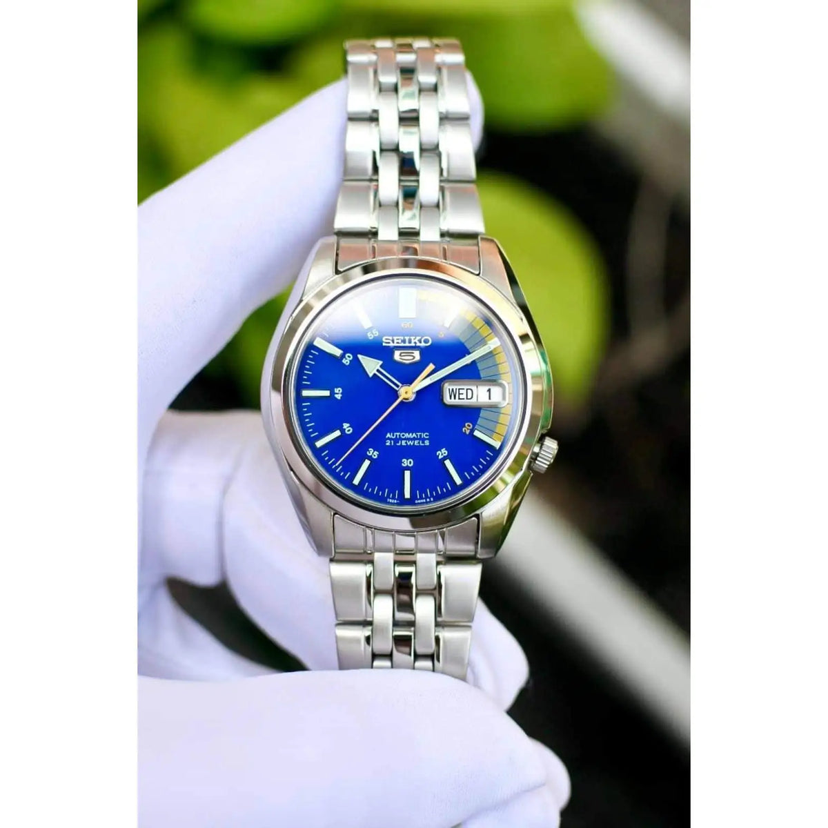 SEIKO 5 SNK371K1 Automatic Mechanical Wristwatch 37mm Blue Dial Stainless Steel 30m Water Resistant Luminous Hands Business