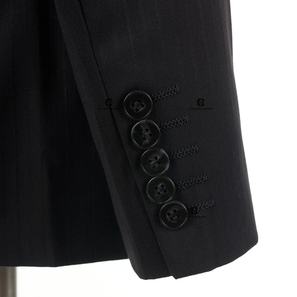 Cenne Des Graoom 2024 Black Stripe Men Suits Double-Breasted  Tailor-Made 2 Pieces Set Jacket Pants Business Meeting Wedding