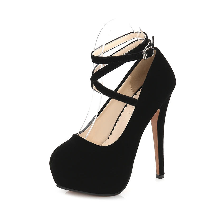 Summer New European American Fashion Cross Ankle Strap High Heels For Women Night Club Party Dress Shoes Comfortable Elegant