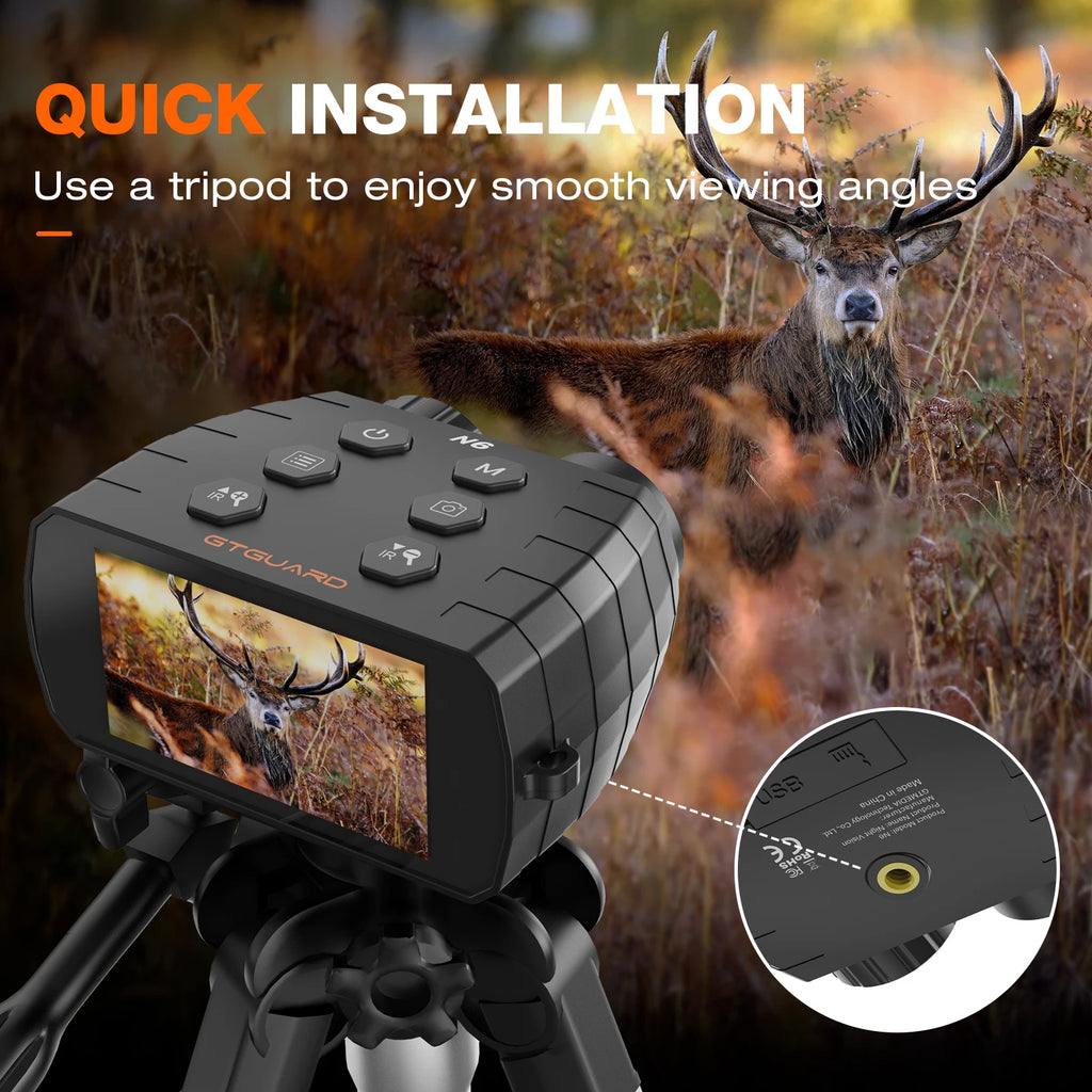 GTGUARD N6 Night Vision Binoculars Goggles Infrared 5X Zoom 1080P FHD Video 12MP 4032X3024 Photo Outdoor Observ Animal Telescope