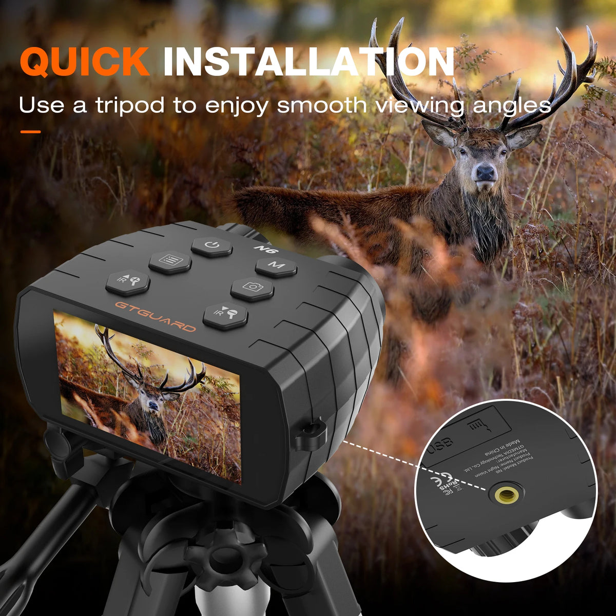 GTGUARD N6 Night Vision Binoculars Goggles Infrared 5X Zoom 1080P FHD Video 12MP 4032X3024 Photo Outdoor Observ Animal Telescope