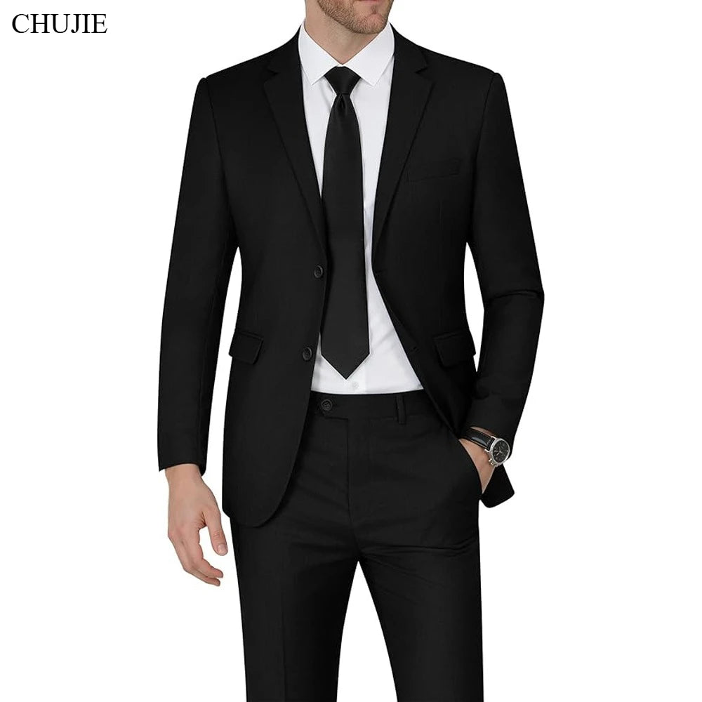 High Quality Men Suits Sets For Wedding Elegant 2 Pieces Jackets Pants Stretch Blazers Tailored Formal Full 2025 Costume