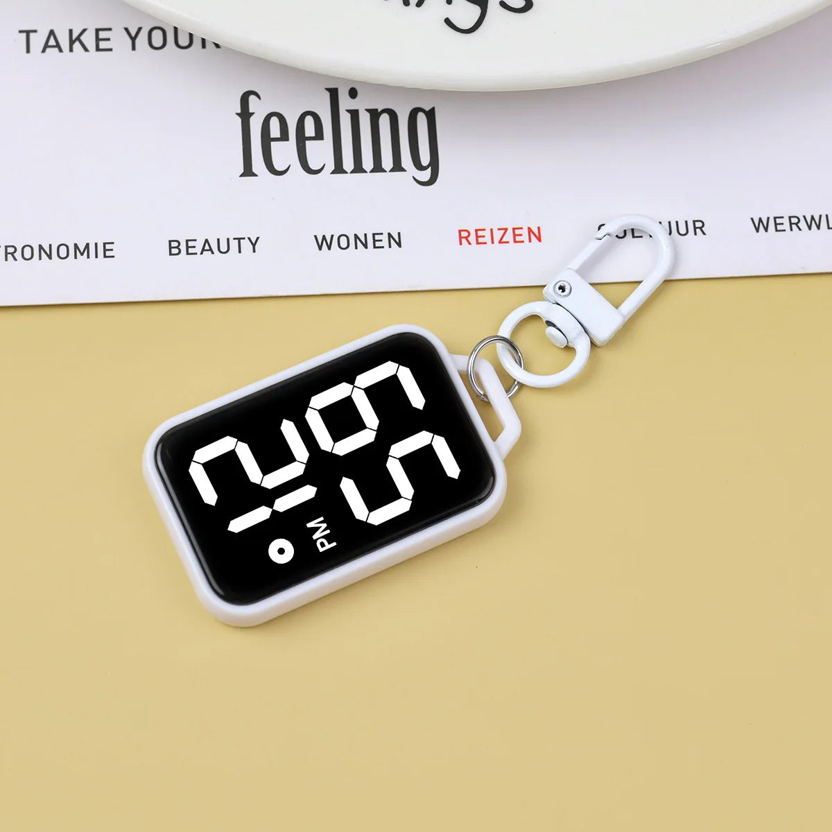 Fashionable new keychain hanging watch, block large character electronic watch, touch luminous student exam specific pocket watc