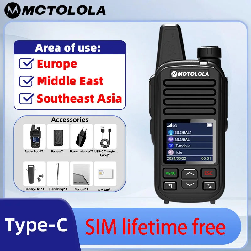MOTOLOLA SIM Card Lifetime Free Service Supports WiFi Bluetooth 2G 4G and Unlimited Range Voice Communication Poc Radio Walkie