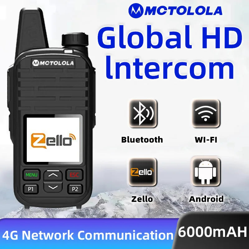 MOTOLOLA  4G POC Zello Wireless Walkie Talkie  Android Bluetooth WiFi Global  coverage 6000km Handheld Radio Essential for outdo