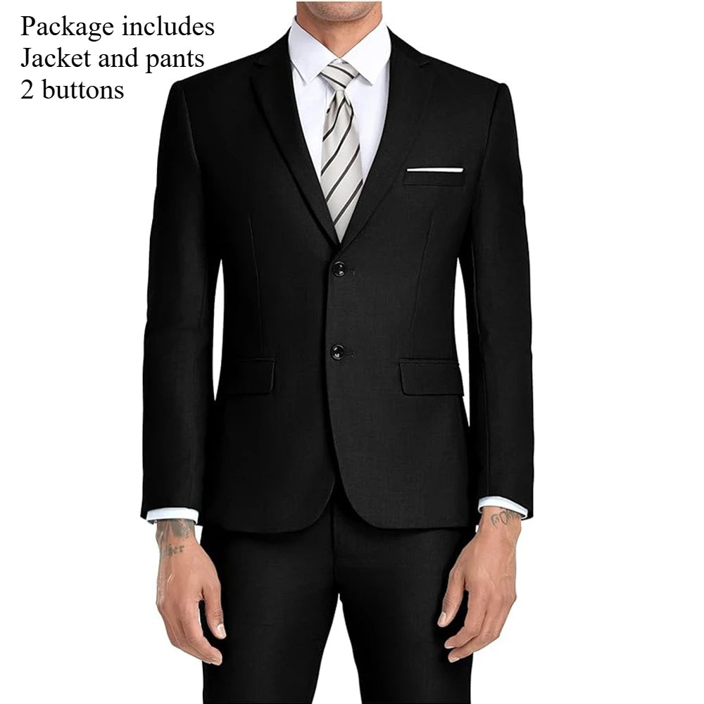 High Quality Men Suits Sets For Wedding Elegant 2 Pieces Jackets Pants Stretch Blazers Tailored Formal Full 2025 Costume