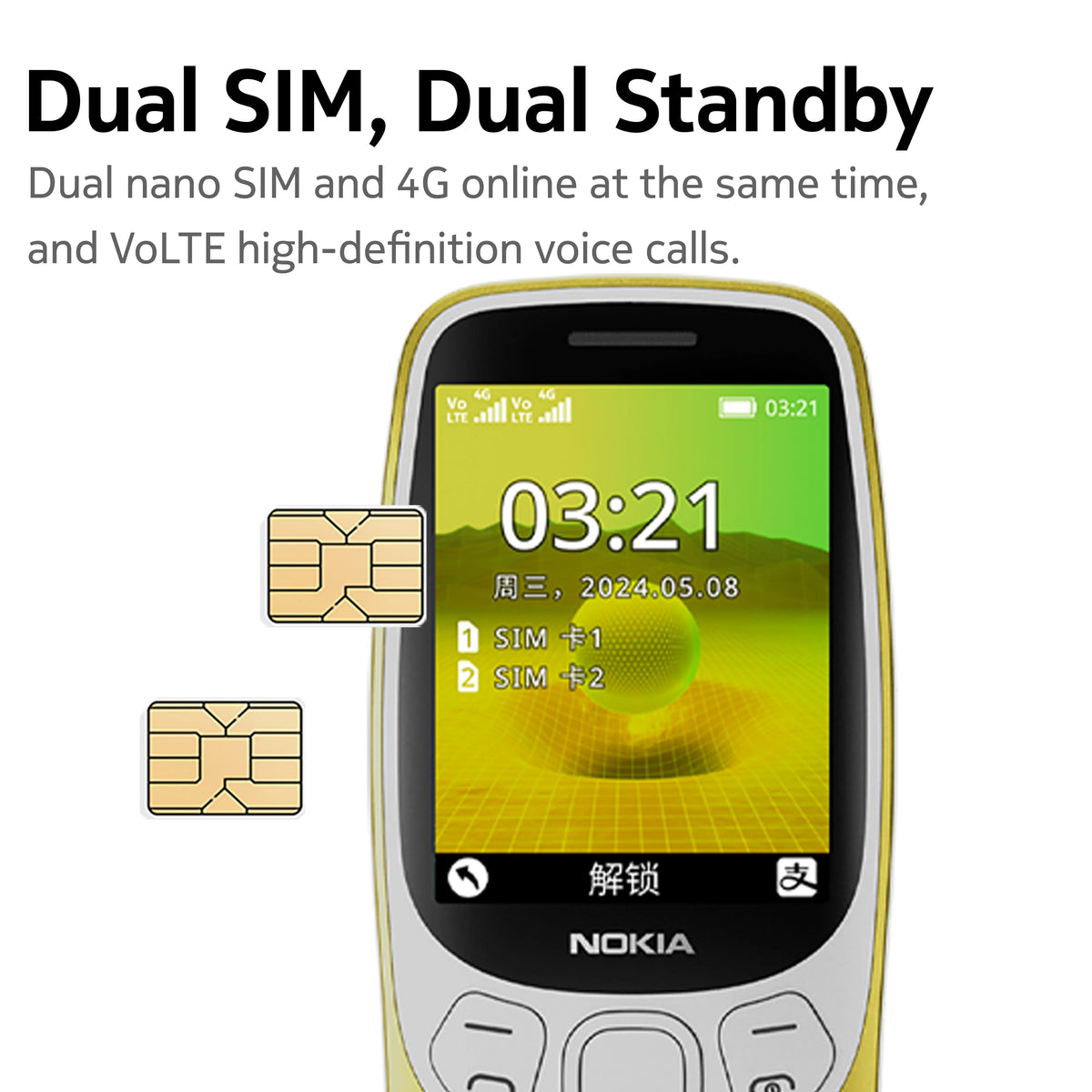 Nokia 3210 4G Feature Phone Bluetooth 5.0 FM Radio Dual SIM 2.4" Type-C Port  1450mAh Bettery Push-button Mobile Phone New