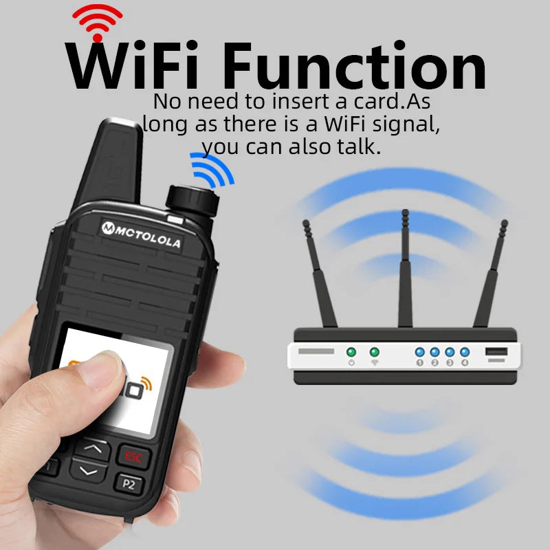 MOTOLOLA  4G POC Zello Wireless Walkie Talkie  Android Bluetooth WiFi Global  coverage 6000km Handheld Radio Essential for outdo