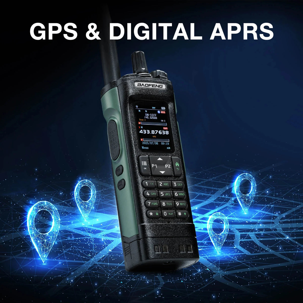 Tactical Hunting Baofeng Dm-32Uv Dual Band Dmr Digital Walkie Talkie 10W High Power Gps Aprs Aes256 Encryption Long Range Radio