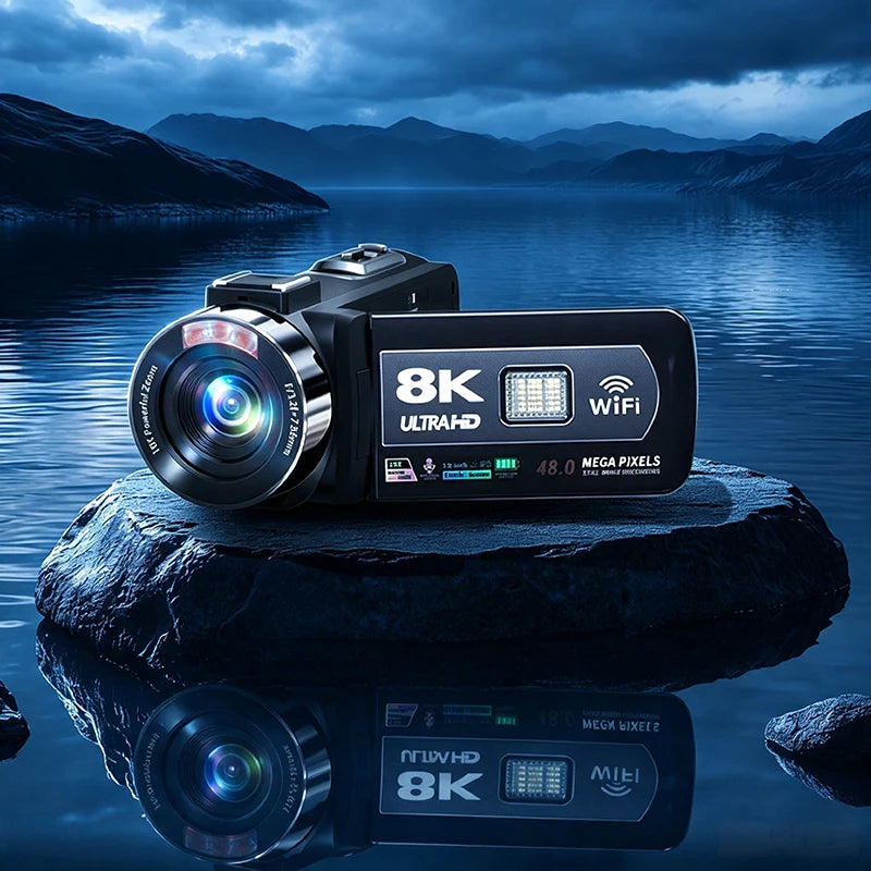 8K Video Camera for YouTube Vlogging, 18X Zoom,IR Night Vision Camcorder with Microphone,Live Streaming Webcam Camera
