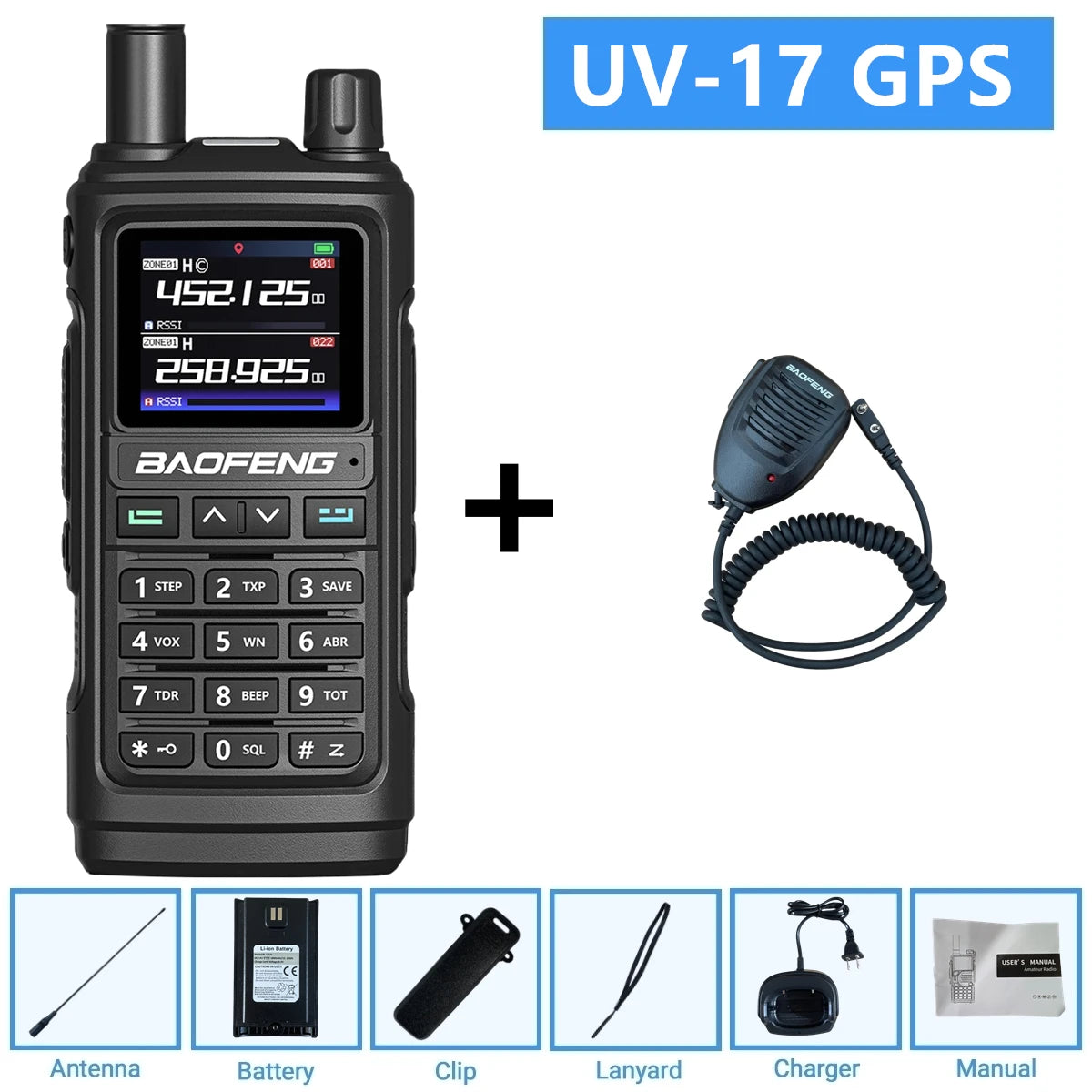 Baofeng UV-17Pro GPS Air Band Walkie Talkie Five Bands Receive Tri-Band Transmit FM Two Way Radio UV-17 Pro GPS